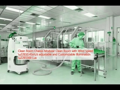 Salle blanche Chassis Modulaire Salle blanche avec vitesse du vent ≥ 0,45 m/s Illumination réglable et personnalisable ≥ 300 Lux